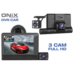 Kit DVR para vehículo 3 cámaras, frontal 1080p, dentro de cabina 720p y cámara de retro, edmite memoria SD 128GB, fuente de alimentación 12V y 24V